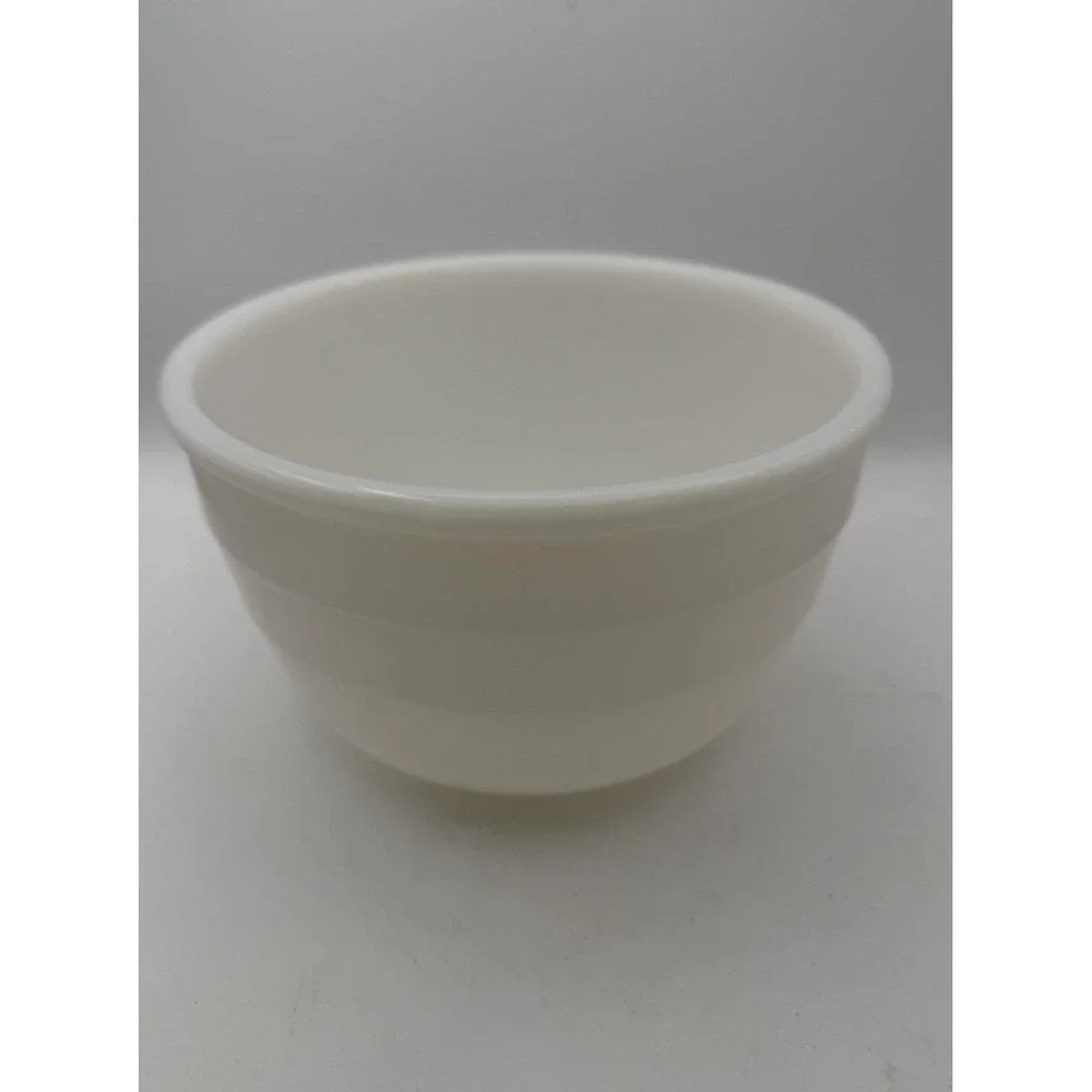 GE White Milk Glass Mixing Bowl Ribbed Vintage Nesting Kitchen Bowl